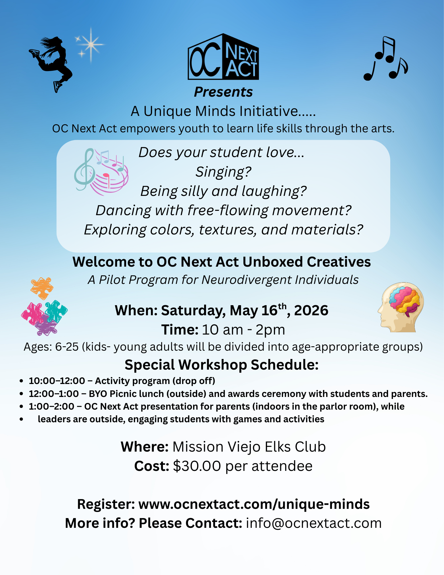OC Next Act Presents A Unique Minds Initiative