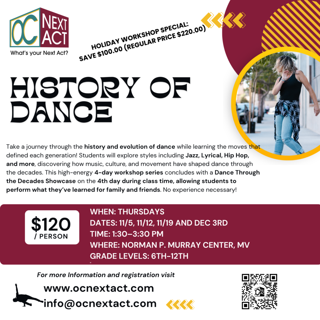History of Dance – Monthly Workshop Series